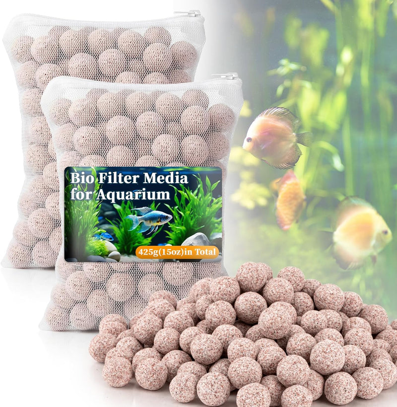 Sukh 15oz Ceramic Bio Balls - Aquarium Fish Tank Filter Media for Sump Pond
