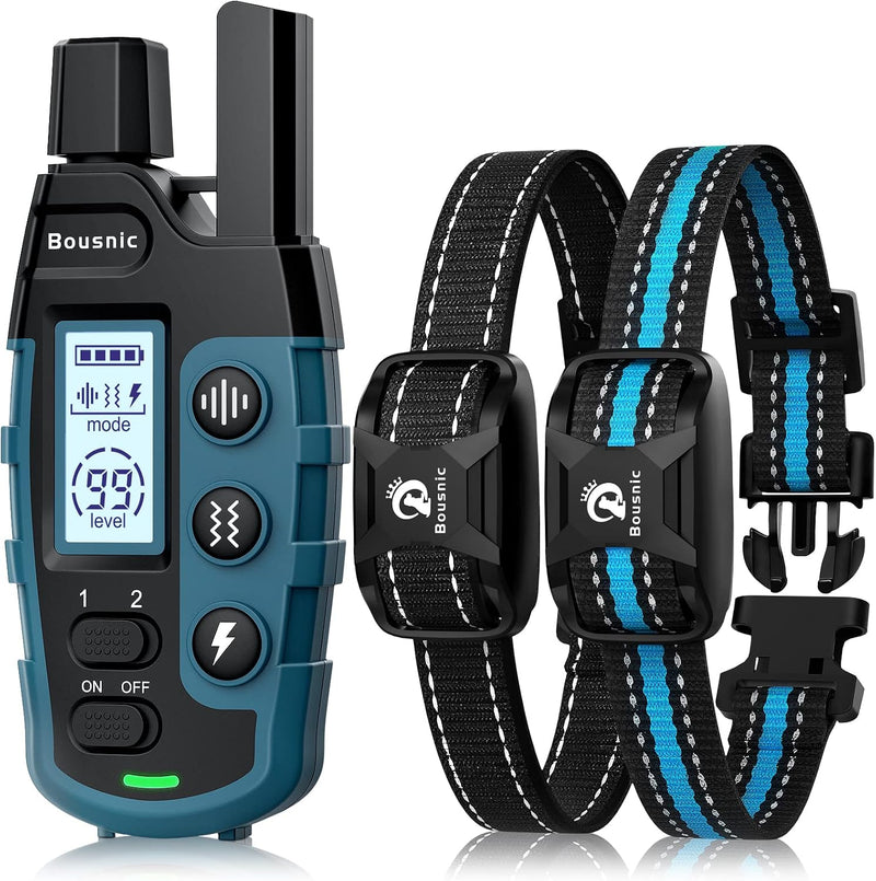 Bousnic Dog Shock Collar 2 Dogs (5-120Lbs) - 3300 ft Waterproof Training Collar for Dogs Large Medium Small with Recharg