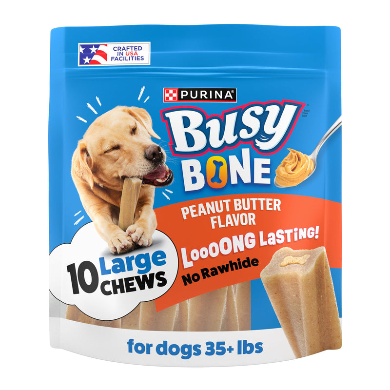Purina Busy Bone Adult Dog Chew Bone Treats, Peanut Butter - 10 ct. Pouch