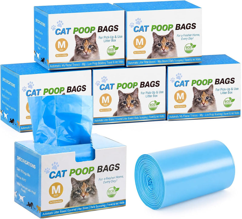 Sherr 500 Counts 5 Boxed Rolls Cat Poop Bags Bulk Odor Proof Leak Proof Cat Litter Waste Bags for Pets