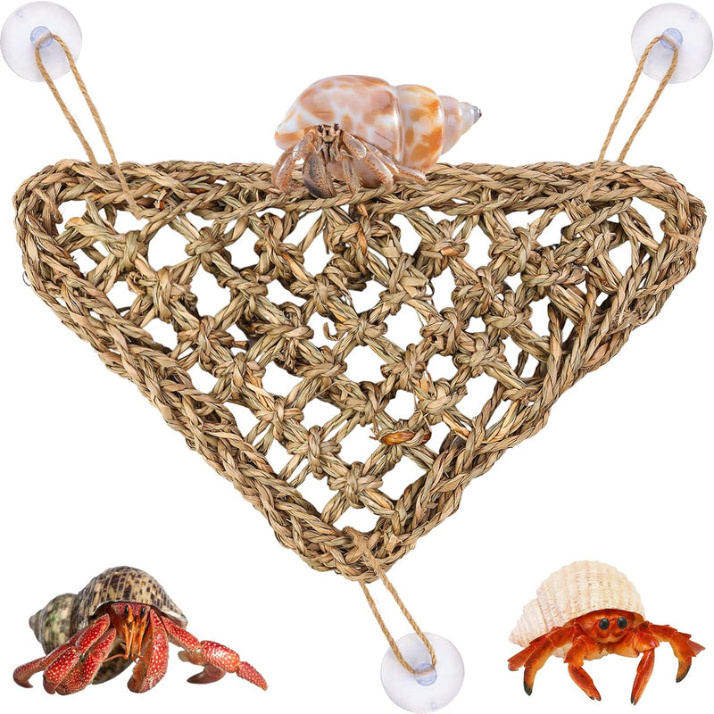 Hermit Crab Climbing Toys,Lizard Seagrass Mat,Hermit Crab Hammock with Suction Cups,Hermit Crab Supplies Decor Habitat,S
