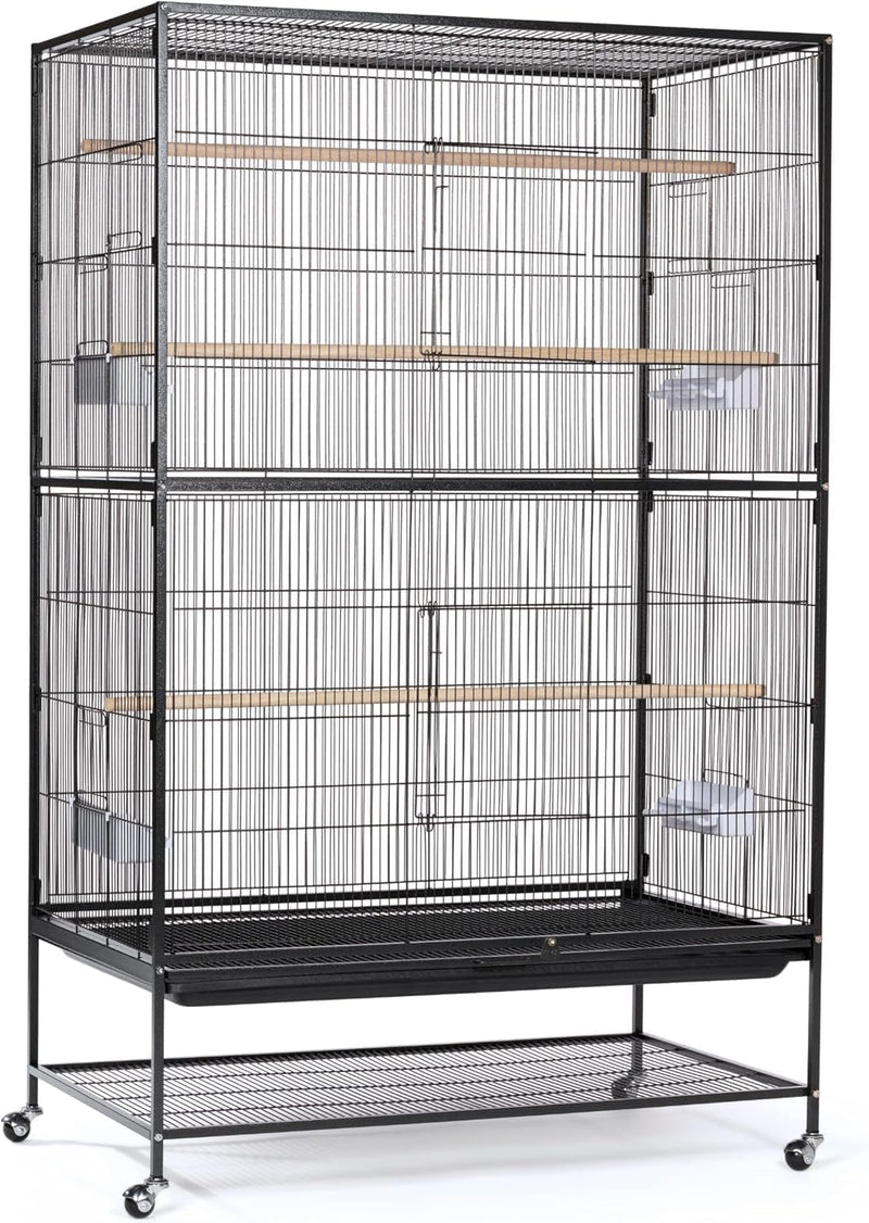 Prevue Hendryx Pet Products Wrought Iron Flight Cage - Big Rolling Bird Cage for Parakeets, Cockatiels, Conures, Lovebirds, Canaries, Finches, Parrotlets, & Cai