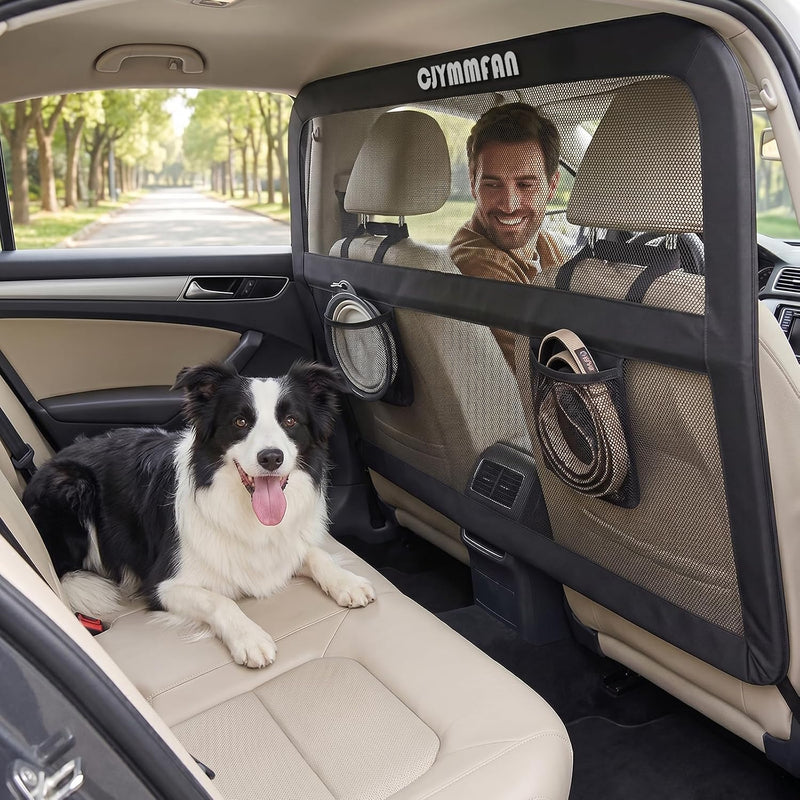 Dog Barrier for Car Back Seat & Cargo Area with Wider Coverage, Universal Fit for Cars, SUVs & Sedans, Dog Car Gate Divi