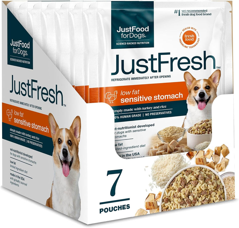 JustFoodForDogs JustFresh Fresh Sensitive Stomach Dog Food Pouches - 7 Pack