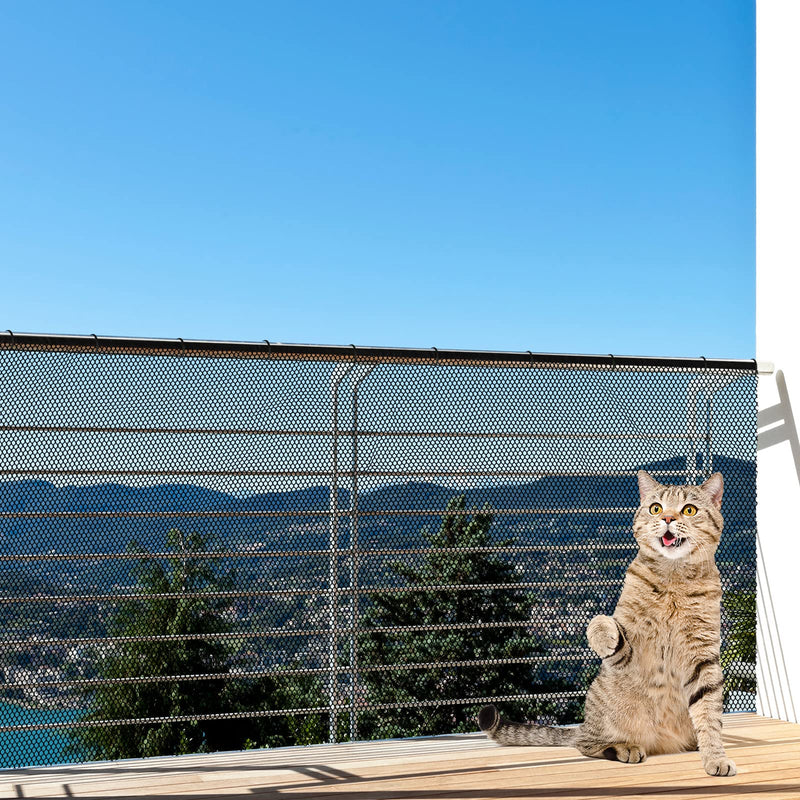 Shappy Balcony Net for Pets 16.5 ft x 2.5 ft Anti Fall Cat Dogs Netting Balcony Mesh Fence Net Screen Protection Crib Mesh for Pets Patios Stairway Clear Stair Banister Guard Apartment(Black)