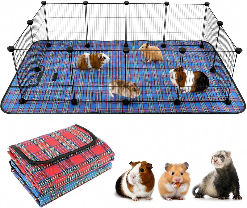 FHTONGE Large Guinea Pig Cage Habitat with 2 Waterproof Mats, 12xC&C Panels