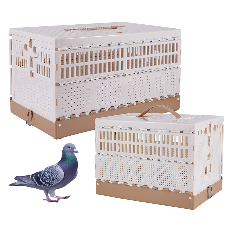 Plastic Foldable Pigeon Cage with Handle, Portable Bird Travel Carrier Cage Pigeon Cage Pairing Cage Pigeon Nest Box Easy to Clean for Training and Release Competition(S)(Two Doors)