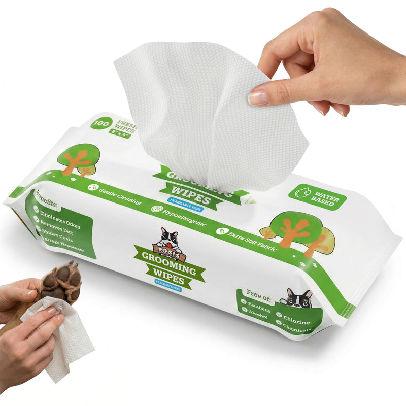 Pogi’s Dog Grooming Wipes – Hypoallergenic Pet Wipes for Paws, Body & Butt – Cleaning & Hydrating, Fragrance Free, 100 Count