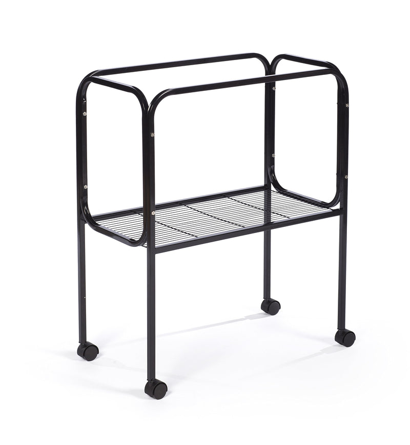 Prevue Pet Products Bird Cage Stand with Shelf - Medium Metal Cage Stand with Rolling Wheels, Bird Stands for Inside, Mid-Height Shelf for Cage Accessories, Toys, and Storage - Black