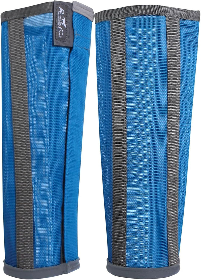 PROFESSIONAL'S CHOICE Deluxe Fly Boots - 4 Pack Horse Leg Protection Covers, Pacific Blue, Large | Breathable Mesh, Soft