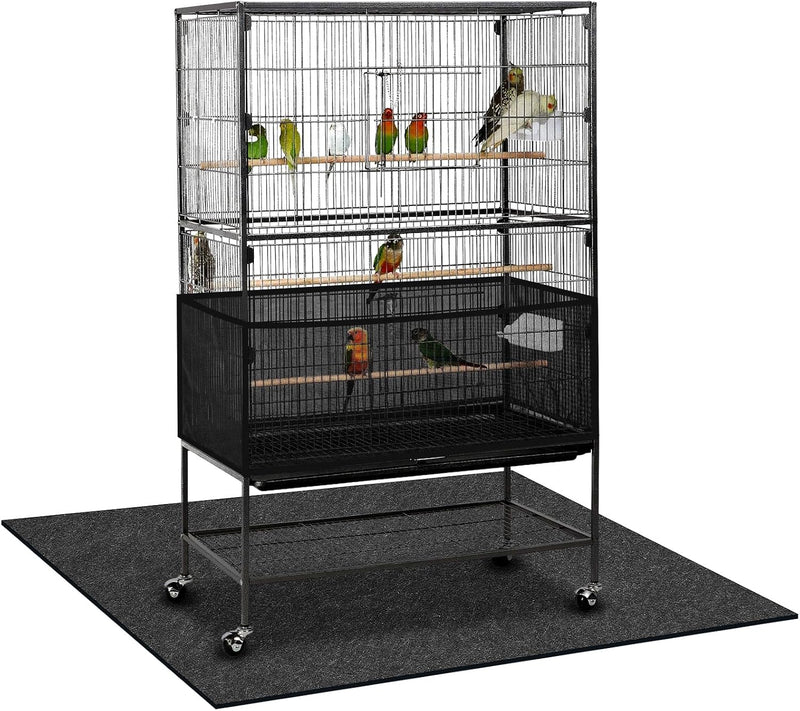 AceOrbit Bird Cage Mat 48 x 36 Inch with Adjustable Bird Cage Seed Catcher, Waterproof Absorbent Floor Mat, Non-Slip Flo
