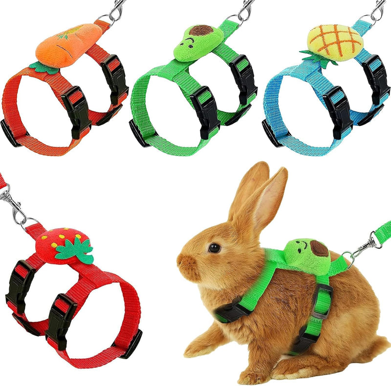 4 Sets Adjustable Bunny Rabbit Harness and Leash Set Small Pet Cute Vest Harness Leash Ferret Harness Guinea Pig Harness
