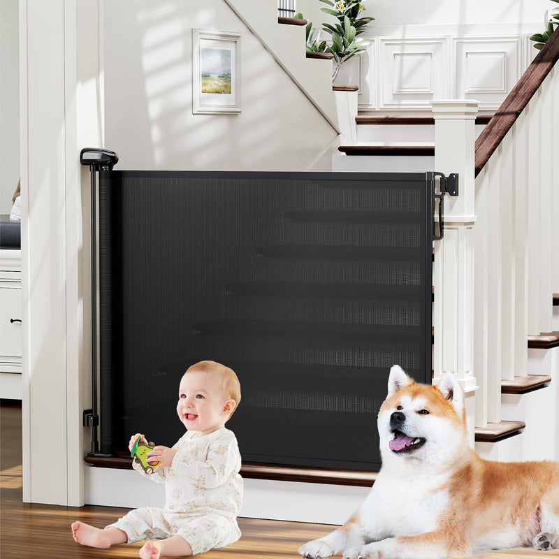 probebi Retractable Baby, Child & Dog Gates for Stairs, Extends to 54