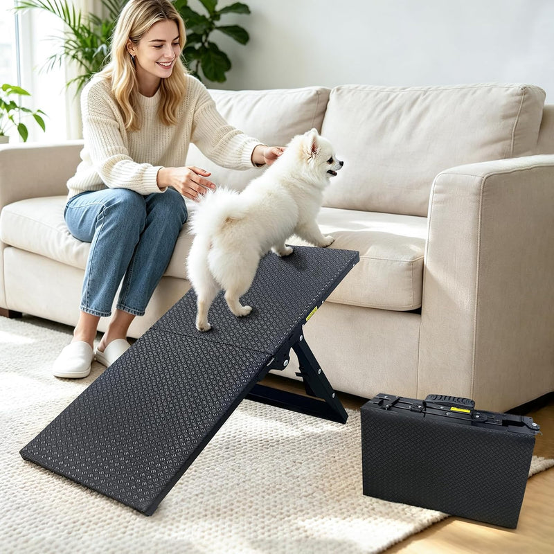 Dog Ramp for Car SUV, Adjustable Pet Ramp with Multiple Height Settings, Folding Portable Dog Ramp for Small Large Dogs,