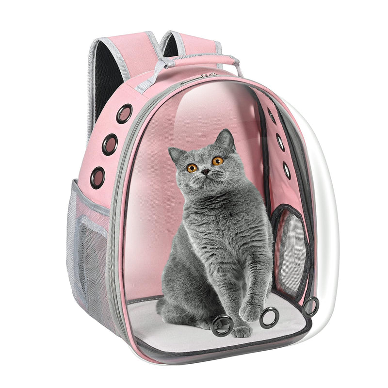 Cat Carrier Backpack, Pet Carrier Backpack Front Pack for Small Medium Cat Puppy Dog Carrier Backpack Bag Space Capsule, Airline-Approved Pet Carrier for Travel Hiking Walking Camping (Pink)