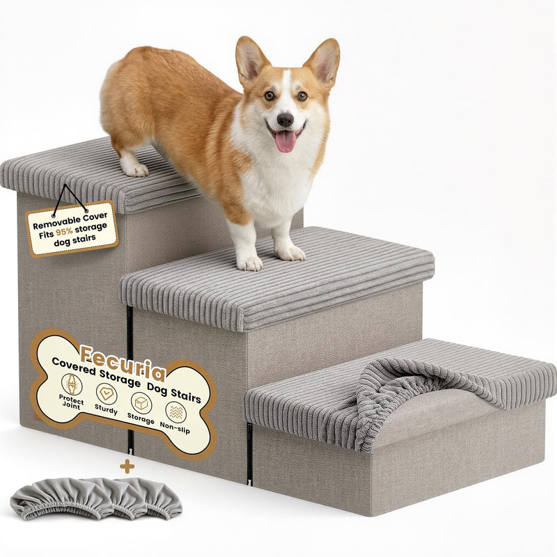 Fecuria 3-Step Wide Dog Stairs 18
