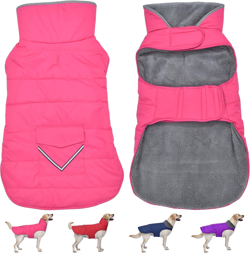 Petglad Waterproof Dog Winter Coat with Pocket, Fleece Snow Vest for Dogs