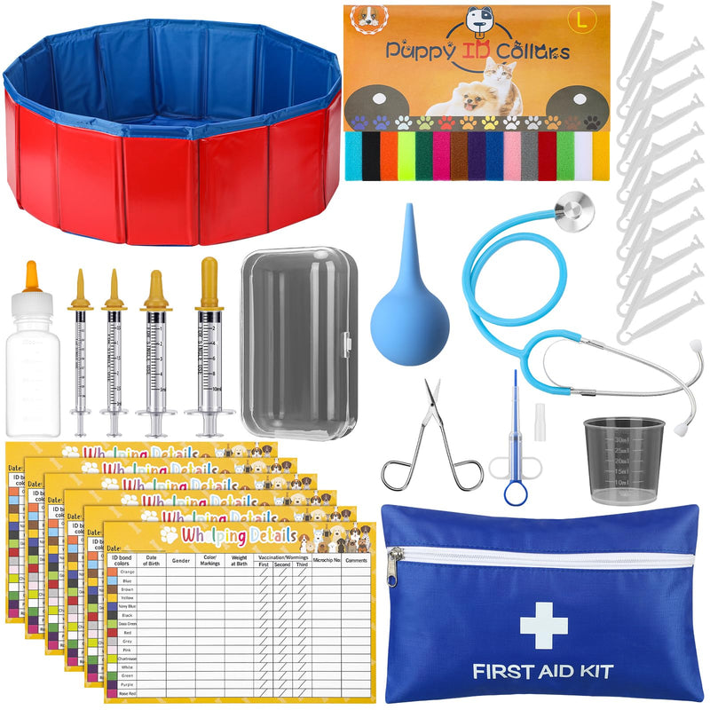Arrowbash 57 Pcs Puppy Kitten Whelping Supplies Whelping Kit for Puppies Birth Dog Kitten Bottle Feeding Kit for New Born Puppy Supplies Include Feeding Tube Etc(24