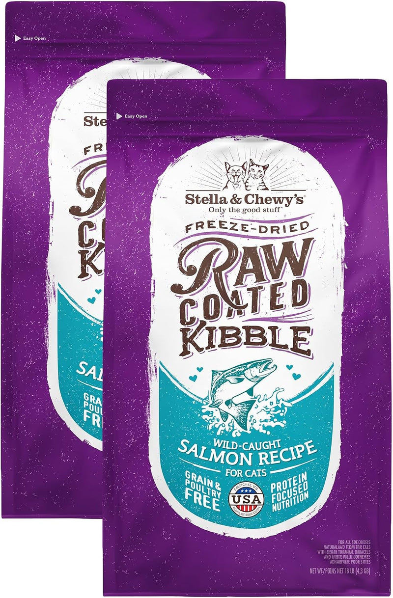Stella & Chewy's Raw Coated Cat Food - High Protein, Grain-Free Kibble with Wild-Caught Salmon - Premium Digestive Suppo