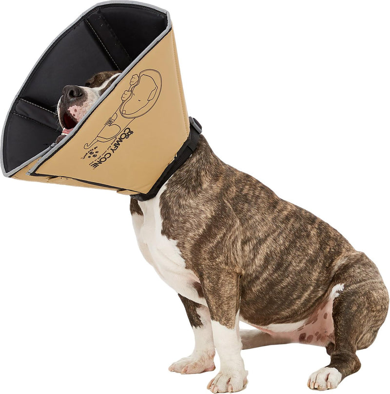 All Four Paws Comfy Cone Pet Cone for Dogs, Cats, Medium, Tan - Comfortable Soft Dog Cone Collar Alternative for After Surgery, Wound Care, Spay, Neuter - Dog and Cat Recovery Elizabethan-Collar