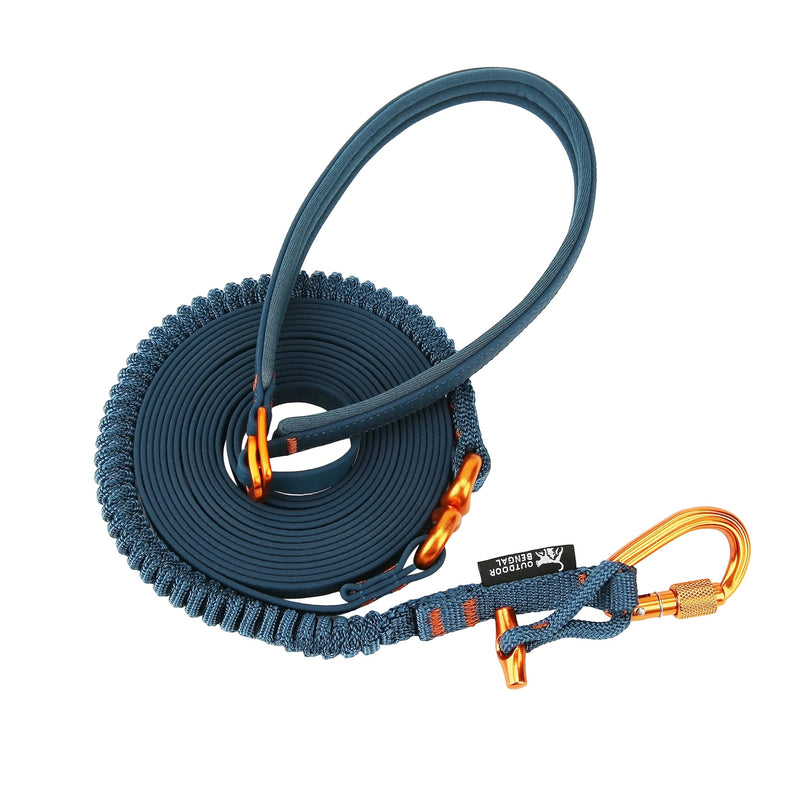 OutdoorBengal Kushma™ - Long Leash for Cats and Small Dogs with Bungee - Silicone + Nylon - No Tangle, Hands-Free for Waist and Body, Lightweight - Extra Long Cat Leash for Small Dogs (Navy)