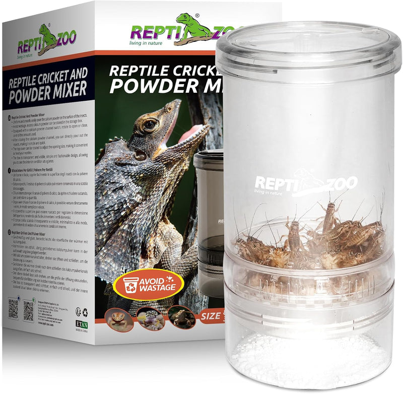 REPTI ZOO Reptile Cricket Calcium Powder Mixer, Transparent Cricket Keeper Shaker for Bearded Dragon Gecko Snake Lizard