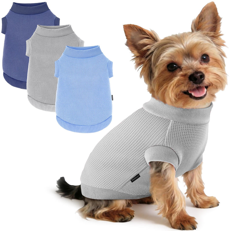 3 Pack Dog Shirt for Small Supplies Functional Waffle Dog Clothes Warm Soft Sweatshirt Outfit for Dogs Cats Pet Apparel