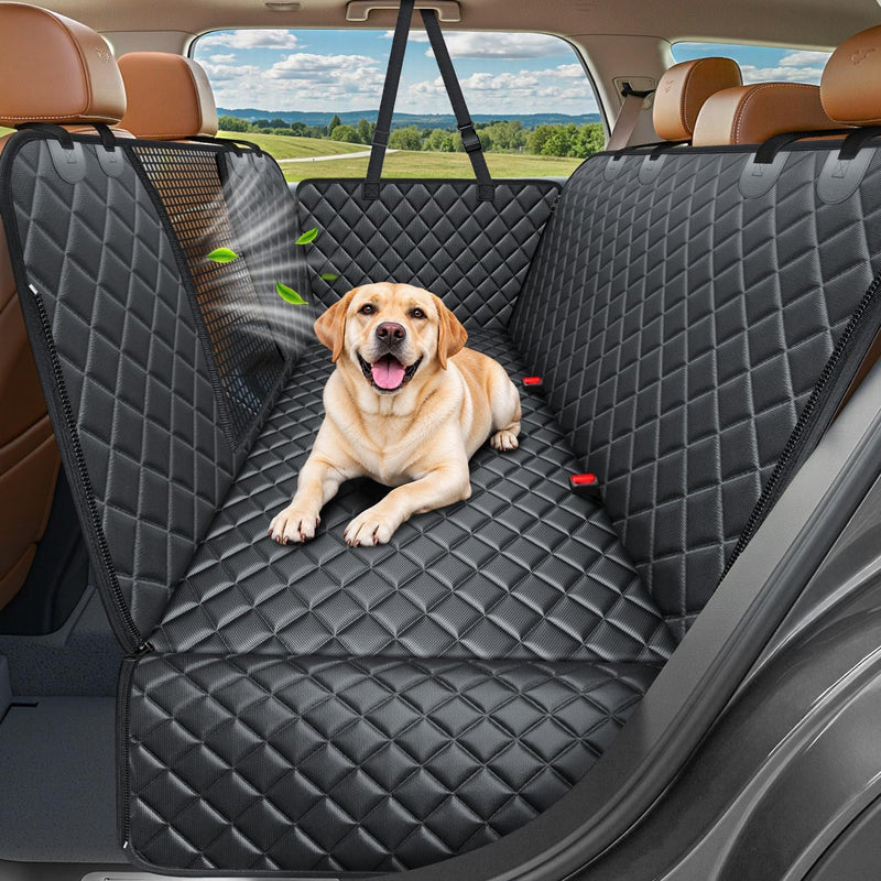 URPOWER 4 in 1 Dog Car Seat Cover for Back Seat, Waterproof Dog Hammock with Mesh Window and Side Flap Pet Car Seat Protector Dogs Backseat Cover for Cars, SUVs & Mid-Size Trucks