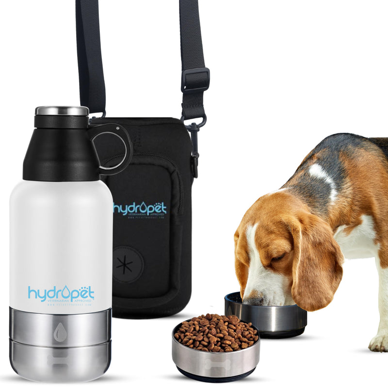 Hydropet Portable Dog Water Bottle (32 oz) - Insulated Dogs & Cats Travel Bottles, Stainless Steel - Detachable Dog Food Bowl and Water Bowl - Great for Daily Walks - Puppy Essentials & Accessories