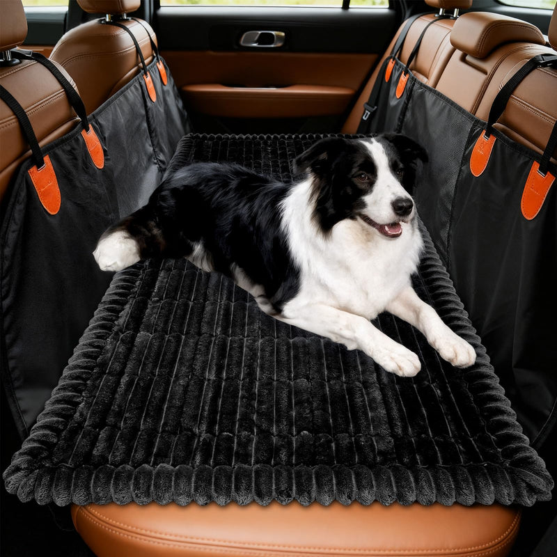 tokameiu Dog Car Seat Covers for Back Seat, Dog Bed for Car, Car Seat Protector, Fit for Backseat Extenders, Non-Slip Soft Durable for Cars Trucks and SUVs(Black,50x24.6 inch)