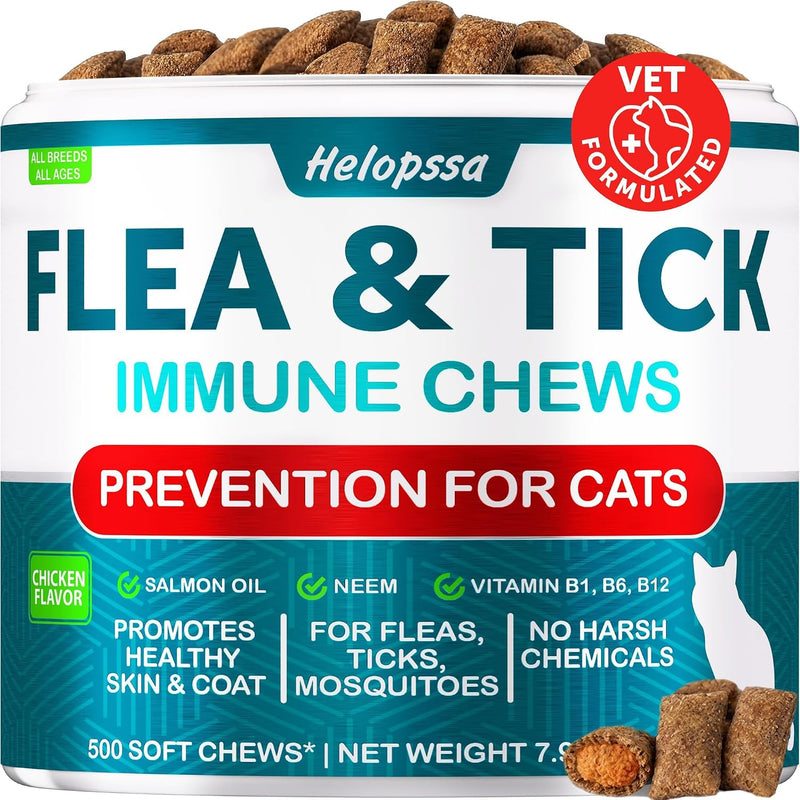 Flea and Tick Prevention for Cats - 500 Treats - Cat Flea &Tick Supplement