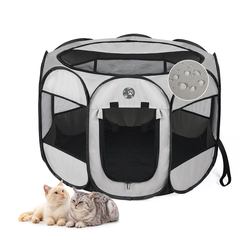 Portable Dog or Cat Playpen - Lightweight Durable Playpen for Pets - Easy Clean Up Foldable Pet Playpens with Waterproof Bottom & Self-Locking Zipper Door - Indoor/Outdoor Collapsible Crate for Pets