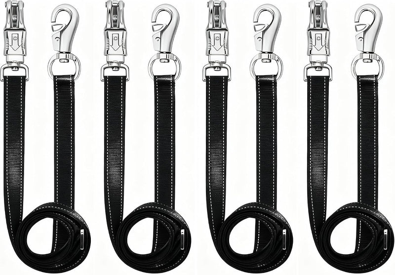 4 Pack Heavy-Duty Cross Ties for Horse - Adjustable Nylon Cross Ties with Panic Snap and Bull Snap (56.5