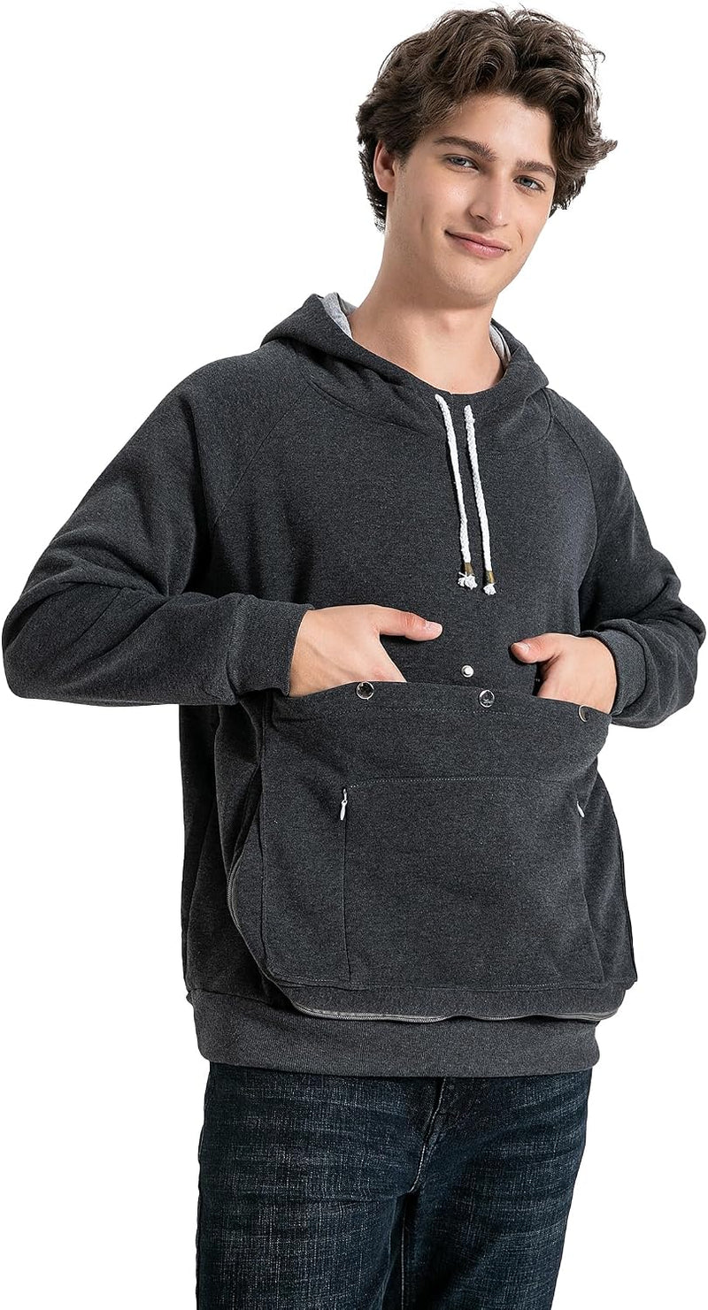 LINYUCHEN Cat Dog Carrier Hoodies – Puppy Kitten Carrying Sweatshirt Large Pet Pocket Pullover Top – Unisex Kangaroo Hoo