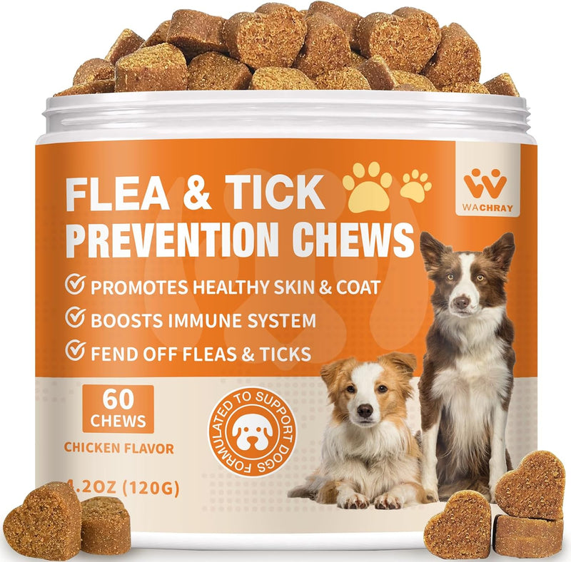 Flea and Tick Prevention for Dogs Chewables - Natural Dog Flea and Tick Treatment Chewable - Oral Flea Supplement for Do