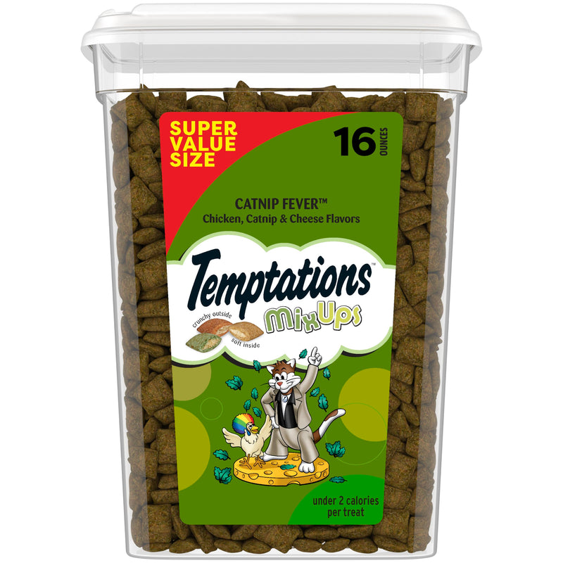 Temptations Cat Treats, Classic Crunchy and Soft Cat Treats, Catnip Fever Flavor, Catnip Treats, 16 oz. Tub