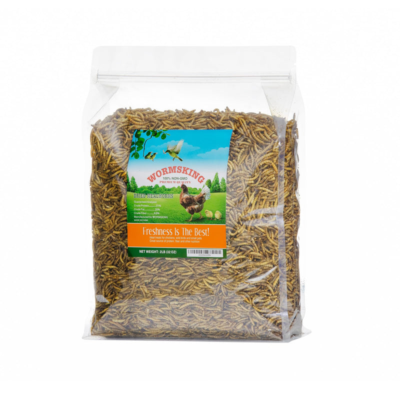 WORMSKING 2LB Dried Mealworms for Poultry, Wild Birds,Tasty Bird Food,Great Bird Watching Gift