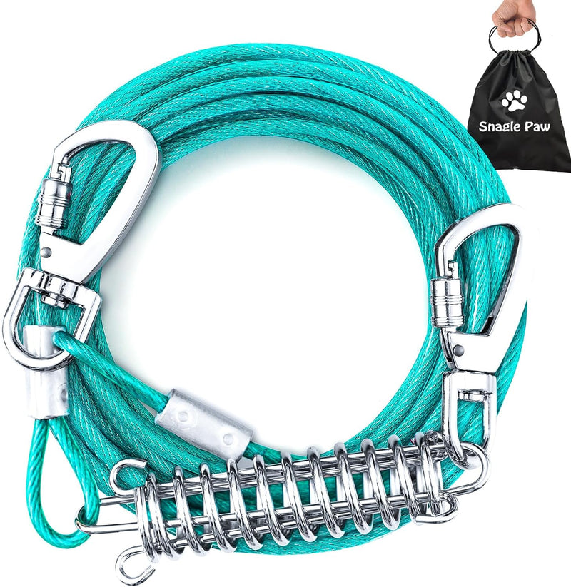 Snagle Paw Tie Out Cable for Dogs, 50FT Dog Leads for Yard Chew Proof, Heavy Duty Leash for Large Dogs Up to 125lbs, Stu