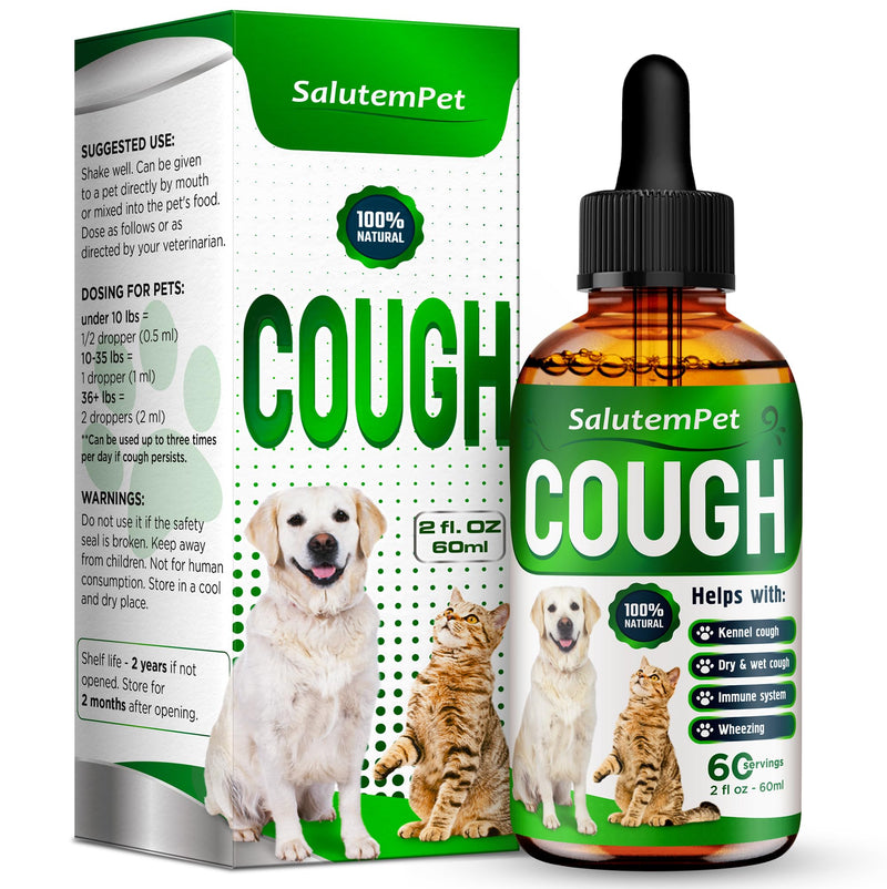 Kennel Cough Medicine for Dogs & Cats – Kennel Cough Treatment Helps with Allergies & Sneezing – Herbal Supplement with Mullein Leaf, Angelica Root, Calendula Breeds – 2 Oz