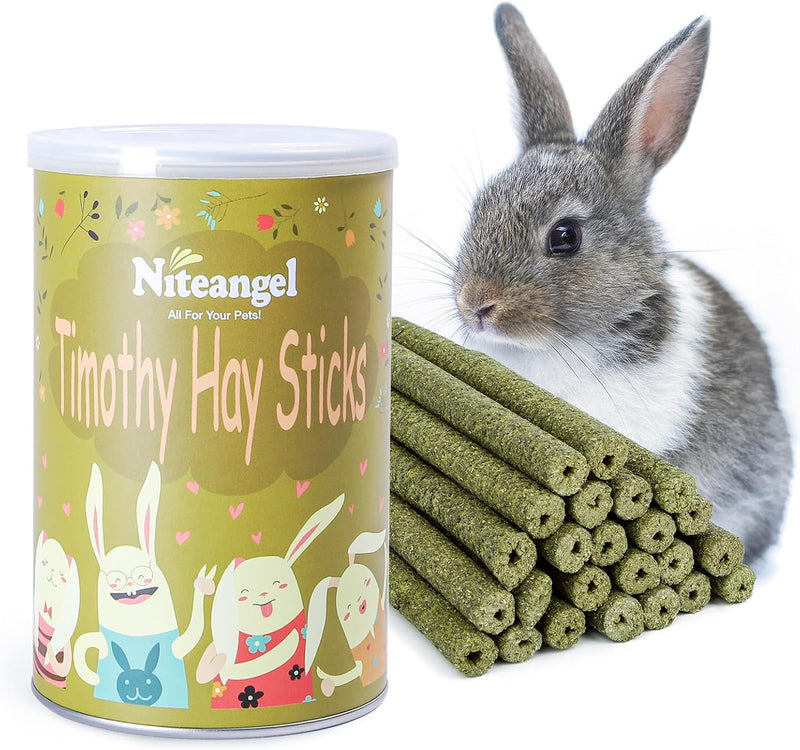 Niteangel 20pcs Natural Timothy Hay Sticks, Timothy Molar Rod for Rabbits, Chinchilla, Guinea Pigs and Other Small Anima