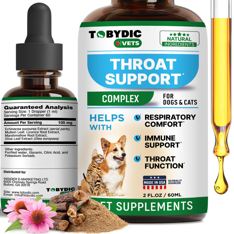 Tobydic Dry & Wet Kennel Cough Natural Relief for Dogs and Cats - Herbal Treatment Support Helps to Soothe Throat & Respiratory Trachea Comfort Supplement for Pets - Made in USA