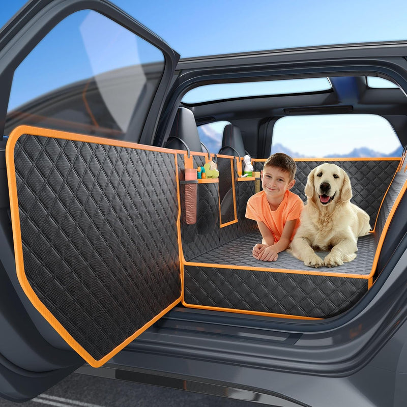 Twesync Dog Seat Cover for Back Seat, Hard Bottom Back Seat Extender, 100% Waterproof & Machine Washable, 600D Heavy Dut