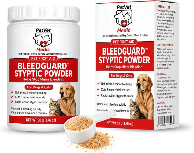 BleedGuard Styptic Powder for Dogs & Cats, 1.76oz Large Size – Fast-Acting Blood Stop Powder for Nail Trimming, Grooming