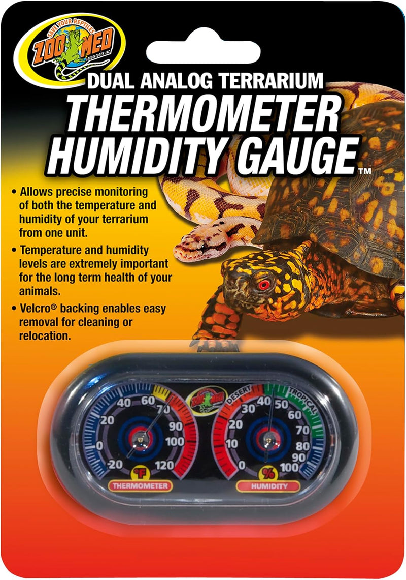 Zoo Med Economy Analog Dual Thermometer and Humidity Gauge, 6 x 4