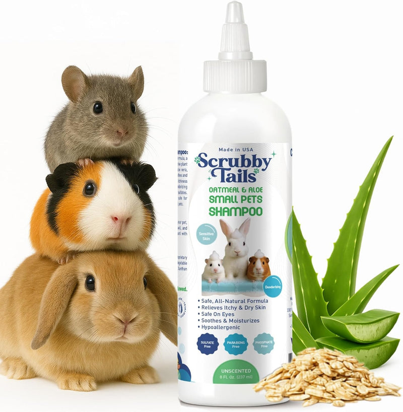 Natural Oatmeal & Aloe Vera Small Pets Shampoo for Guinea Pig, Bunny, Ferret & Rabbit Shampoo - Hypoallergenic for Sensi