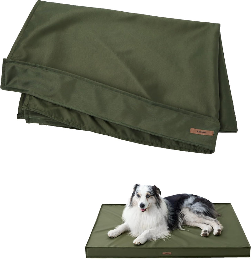 LE SURE Waterproof Dog Bed Cover Replacement Washable - Large Size for Pet Mat 36x27x3 Inches, Green