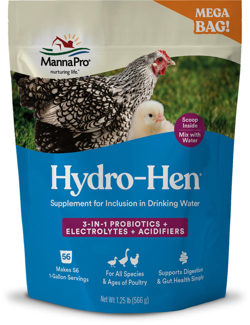 Manna Pro Hydro-Hen Poultry Electrolyte & Probiotic Supplement, Hydration Support for Chickens, Ducks, Turkeys & Waterfowl, 20 oz