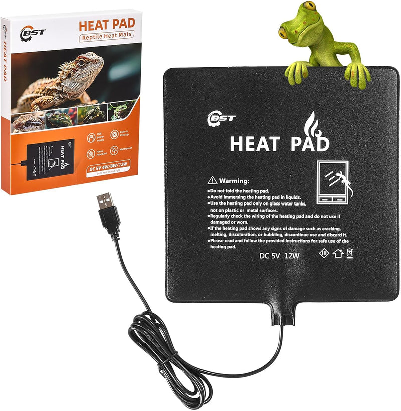 Waterproof Heating pad Plant Heating pad 8.0x8.0 Inch 12W Under Tank Terrarium Heating Mat, Reptile Heat Pad, Reptile He