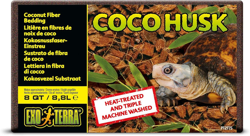 Exo Terra Coco Husk Brick, 8 QT (8.8 L) – Natural Coconut Fiber Terrarium Substrate for Reptiles, Amphibians & Tropical