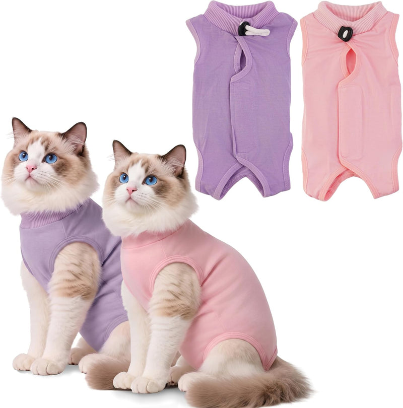 Hpetppy 2 Pack Cat Recovery Suit Female for After Surgery Kitten Onesie